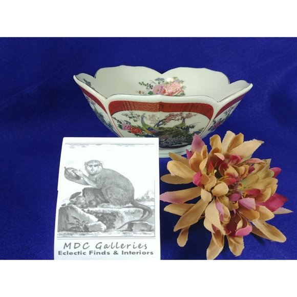 Bowl Satsuma Japan Bottom Stamped Chop Mark Bowl Ornate Floral Peacock - Picture 5 of 8